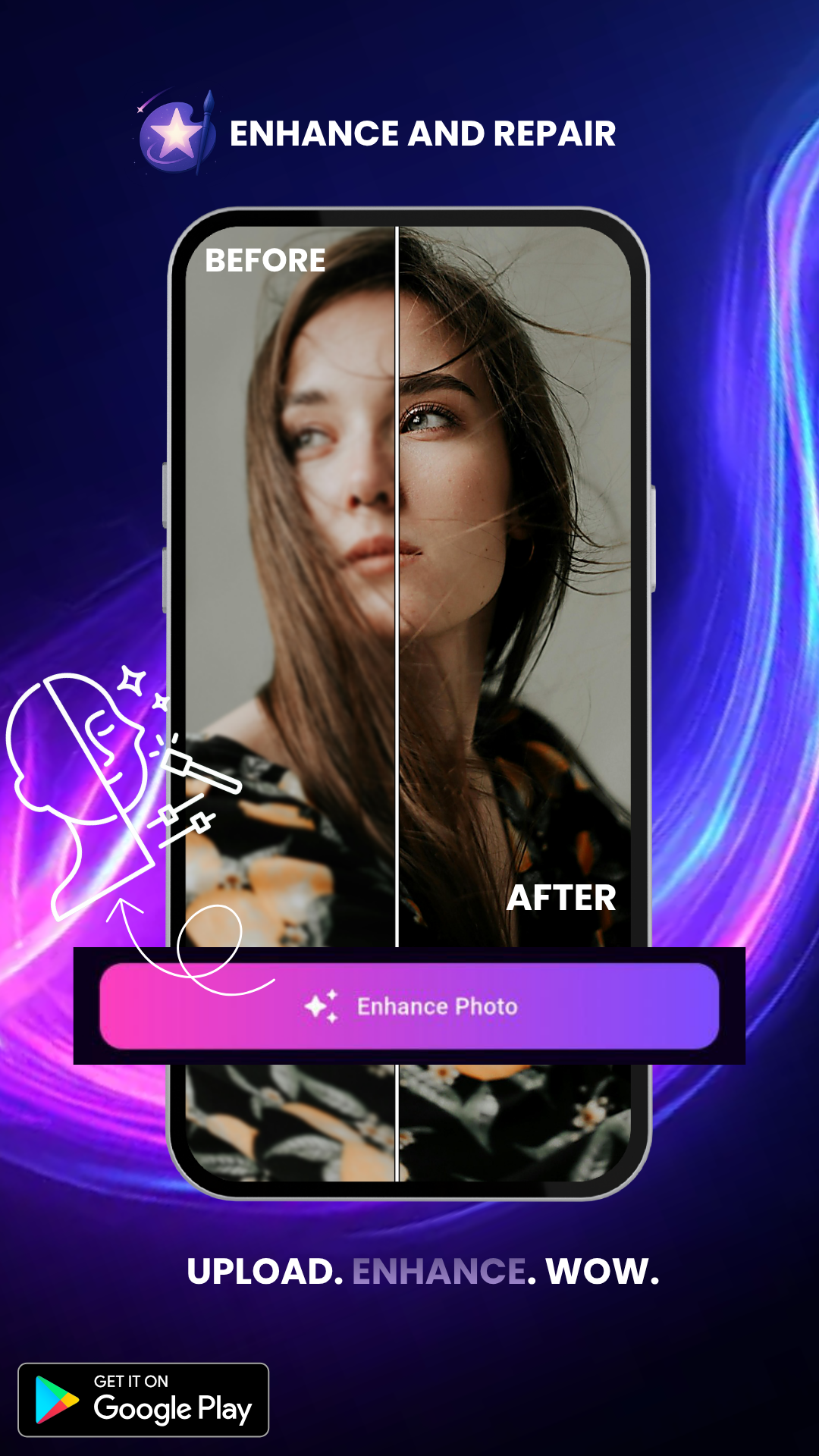 Starlight AI Studio photo enhancer screen for Android